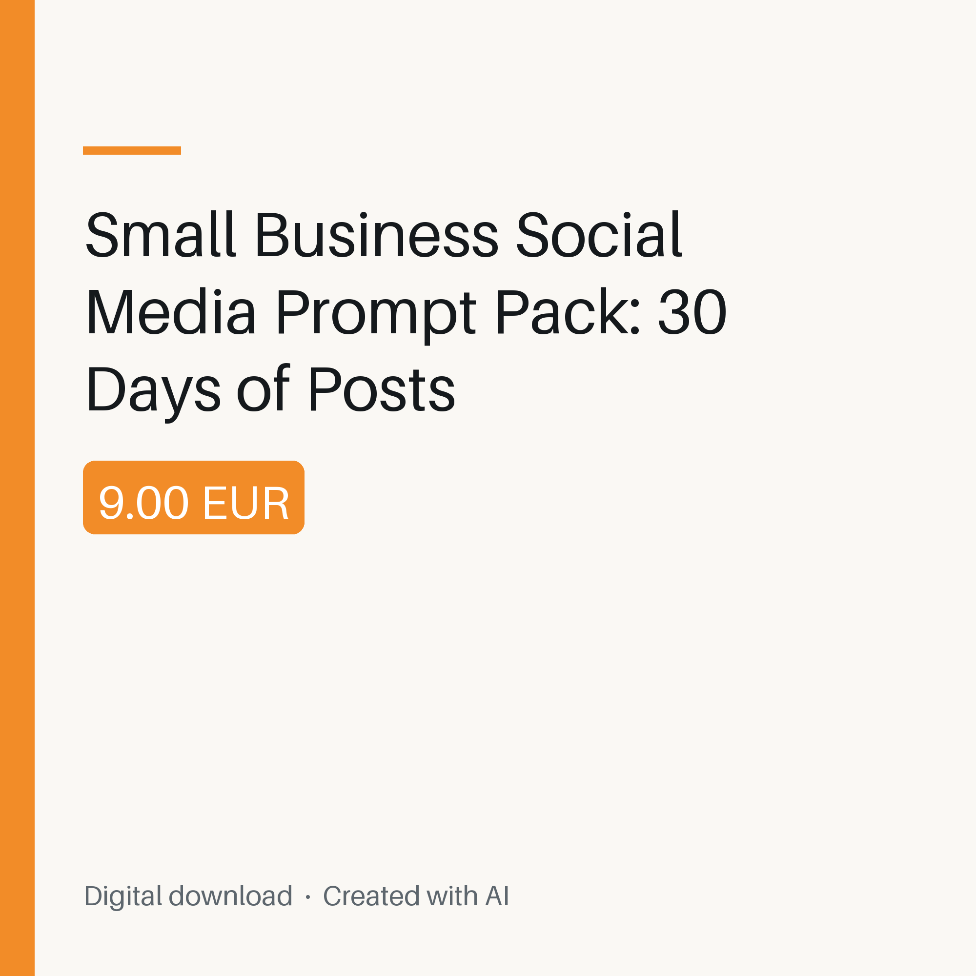Small Business Social Media Prompt Pack: 30 Days of Posts